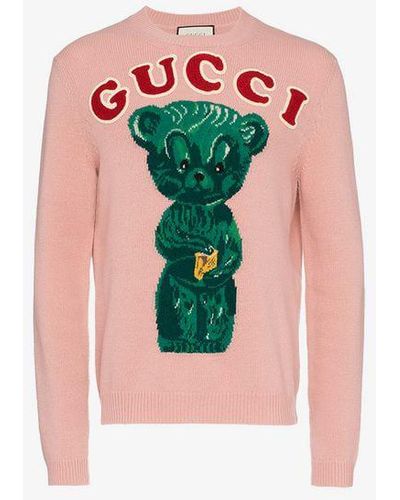 Gucci Intarsia Knit Teddy Bear Sweater - Multicolor