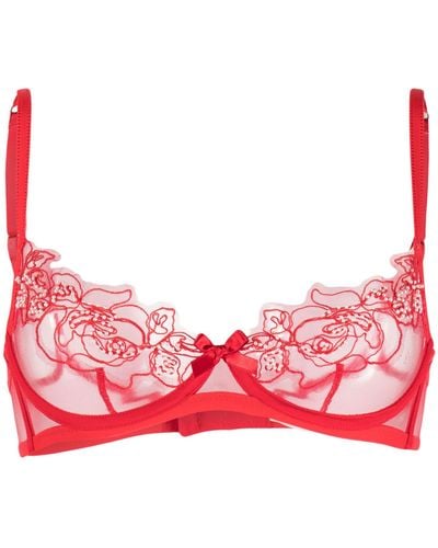 Agent Provocateur Lindie Floral-embroide Bra - Red