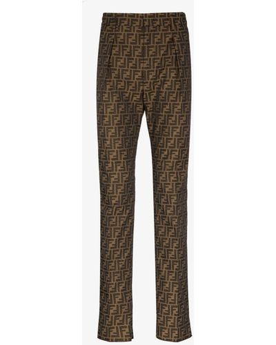 Fendi Ff-motif Tailored Trousers - Brown