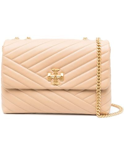 Tory Burch Neutral Kira Quilted Cross Body Bag - Natural
