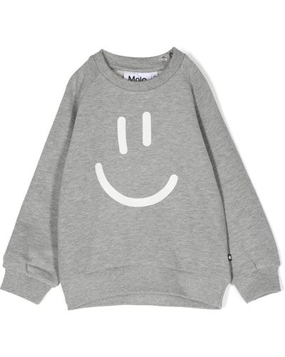 Molo Baby Grey Smiley Face Cotton Sweatshirt