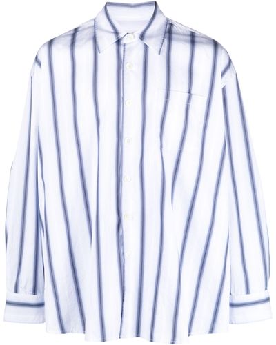 Our Legacy White Borrowed Striped Cotton Shirt - Men's - Cotton - Blue