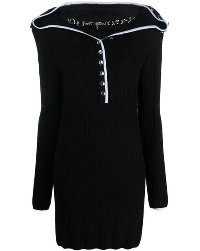 Y. Project Ruffle-collar Merino Wool Minidress - Black
