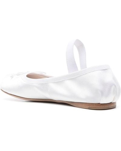 Miu Miu Logo-strap Ballerina Shoes - White