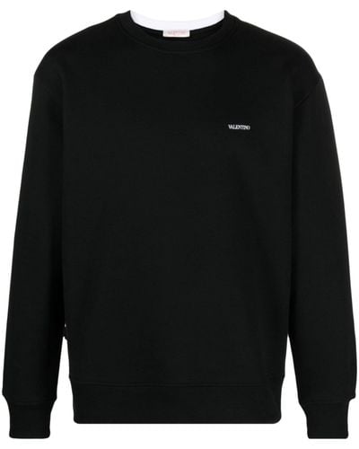 Valentino Garavani Logo-print Cotton Sweatshirt - Black