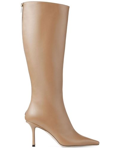 Jimmy Choo Agathe 85mm Pointed-toe Boots - White