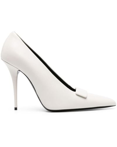 Saint Laurent Black Sue 110 Leather Court Shoes - White