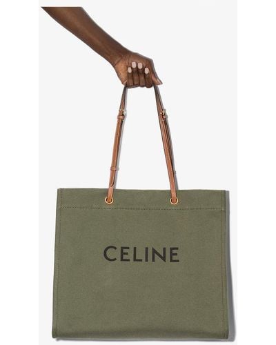 Celine Khaki Squared Cabas Tote Bag - Green