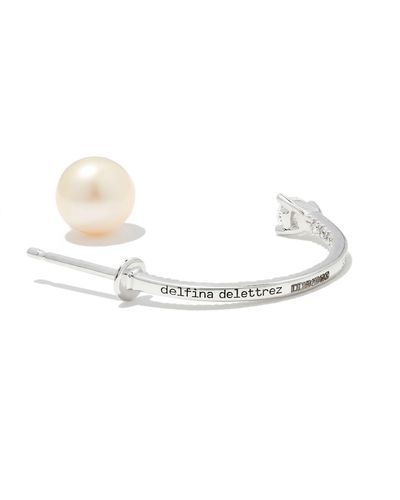 Delfina Delettrez 18k White Gold Dots Pearl And Diamond Single Earring - Women's - Diamond/18kt White Gold/freshwater Pearl