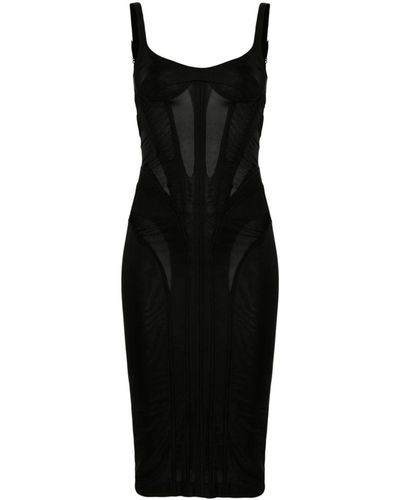 Mugler Corset-style Midi Dress - Black
