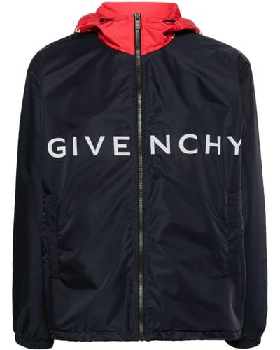 Givenchy Logo-print Hooded Jacket - Men's - Polyester - Blue