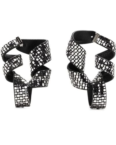 SO-LE STUDIO Black Nastro Snake Leather Drop Earrings - Women's - Leather