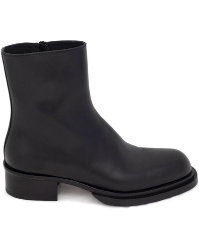 Alexander McQueen Stack Chunky-sole Leather Ankle Boots - Black