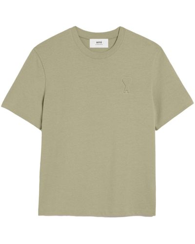 Ami Paris Logo-embossed Cotton T-shirt - Green