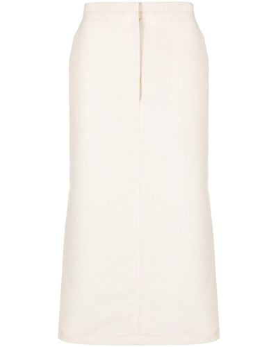 St. Agni White Low Waist Tuxedo Skirt - Women's - Cotton/silk