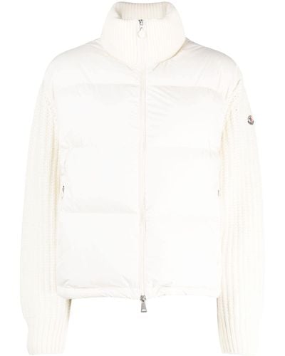 Moncler Knit-sleeve Padded Jacket - White