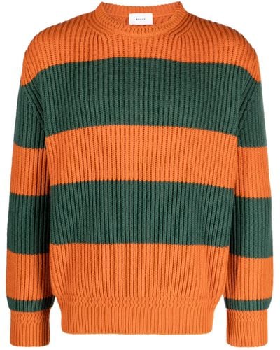 Bally Striped Ribbed Sweater - Green