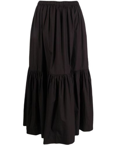 Ganni Organic Cotton Flounced Maxi Skirt - Black