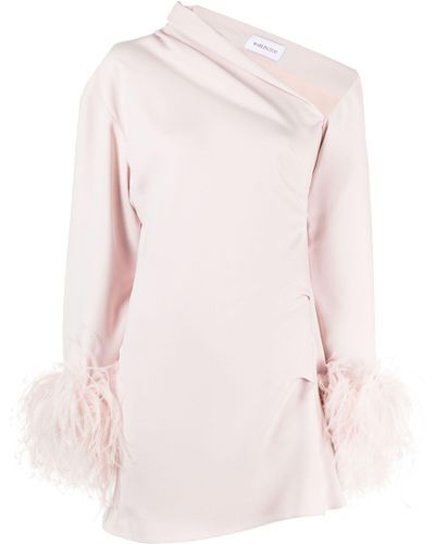 16Arlington Adelaide Feather-cuff Minidress - Pink
