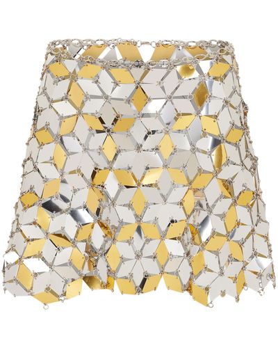 Rabanne Silver Sparkles Rhombic Paillettes Mini Skirt - Women's - Polyester/brass - Metallic