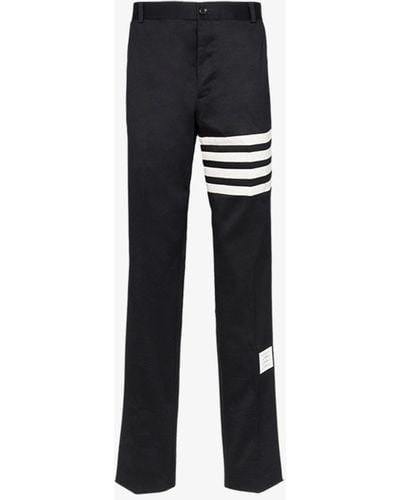 Thom Browne 4-bar Stripe Cotton Pants - Black