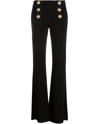 Balmain Button-embellished Flared Trousers - Black