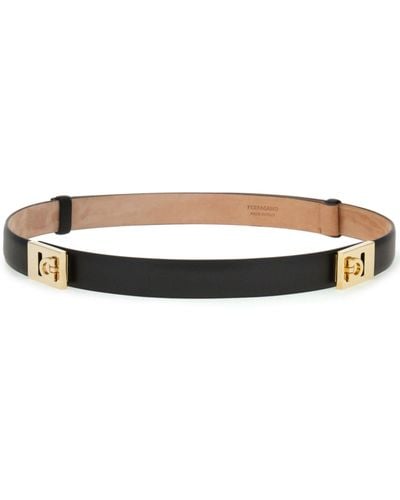 Ferragamo Gancini Leather Belt - Black