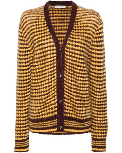 Wales Bonner Yellow Unity Intarsia-knit Cardigan - Women's - Mohair/wool/polyamide - Brown