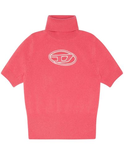 DIESEL M-argaret Short-sleeve Sweater With Cut-out Logo - Pink
