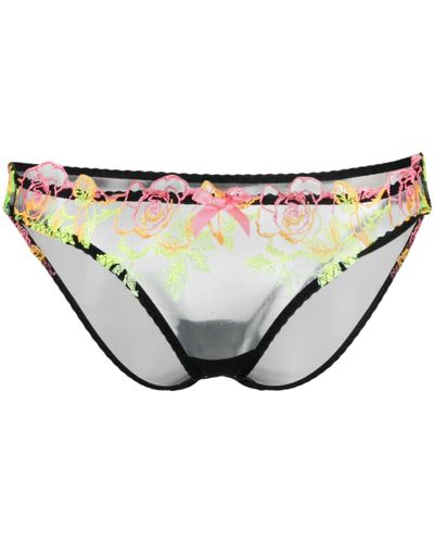 Agent Provocateur Callypso Floral-embroidered Tulle Briefs - Grey