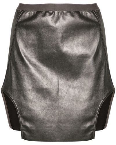 Rick Owens Gray Diana Leather Mini Skirt - Women's - Lamb Skin/cotton/spandex/elastane