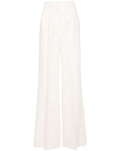 Max Mara Neutral Wide-leg Linen Trousers - White