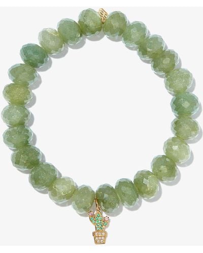 Sydney Evan 14k Yellow Cactus Opal Diamond Beaded Bracelet - Green