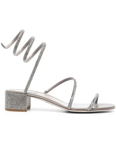 Rene Caovilla Cleo 35Mm Crystal-Embellished Sandals - White