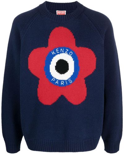 KENZO Target Logo-embroidered Sweater - Blue