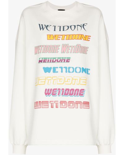 we11done Logo Print Sweatshirt - Women's - Cotton/polyester - White