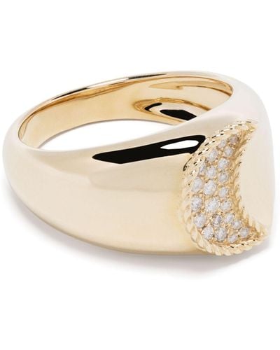 Yvonne Léon 9k Yellow Chevaliere Lune Diamond Ring - Natural
