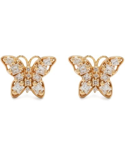 Suzanne Kalan 18k Yellow Fireworks Butterfly Diamond Earrings - Metallic