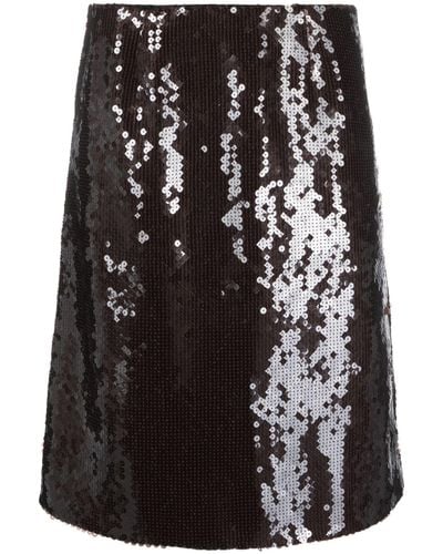 16Arlington Wile Sequinned Midi Skirt - Black