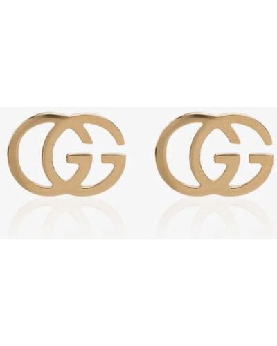 Gucci 18k Yellow Gold Double G Earrings - White