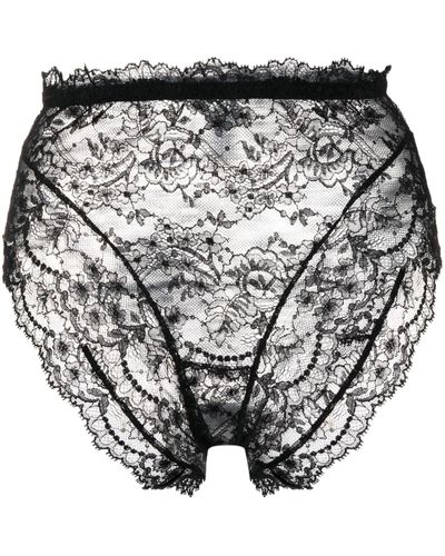 Dolce & Gabbana High-waisted Chantilly-lace Briefs - Gray