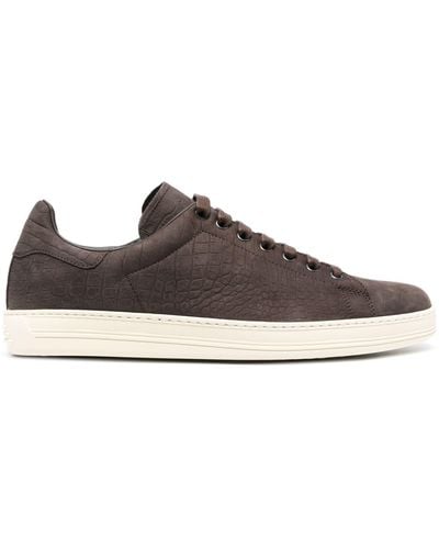 Tom Ford Warwick Crocodile-embossed Sneakers - Men's - Calf Leather/fabric/rubber - Brown