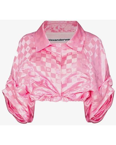 Alexander Wang Logo Checkerboard Cropped Jacket - Pink