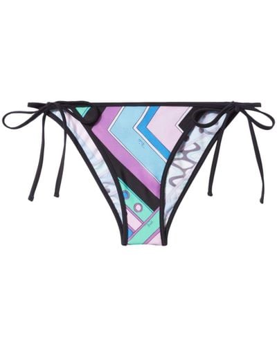 Emilio Pucci Black Vivara Print Bikini Bottoms - Women's - Nylon/elastane - Blue