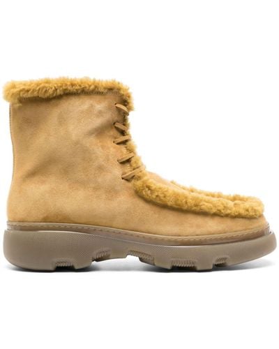 Burberry Creeper Suede Boots - Natural