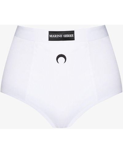 Marine Serre Crescent Moon High Waist Briefs - Women's - Organic Cotton/elastane - White