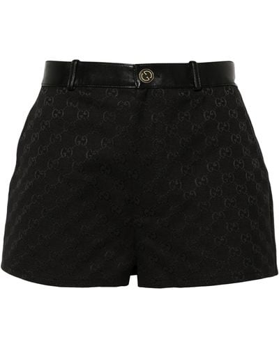 Gucci GG Canvas Leather-trim Shorts - Black