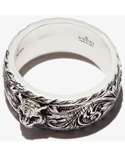 Gucci Thin Ring With Feline Head - White
