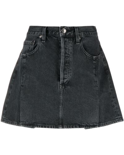 Agolde Pleated Mini Denim Skirt - Black