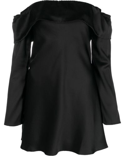 Reformation Maves Off-shoulder Satin Minidress - Black